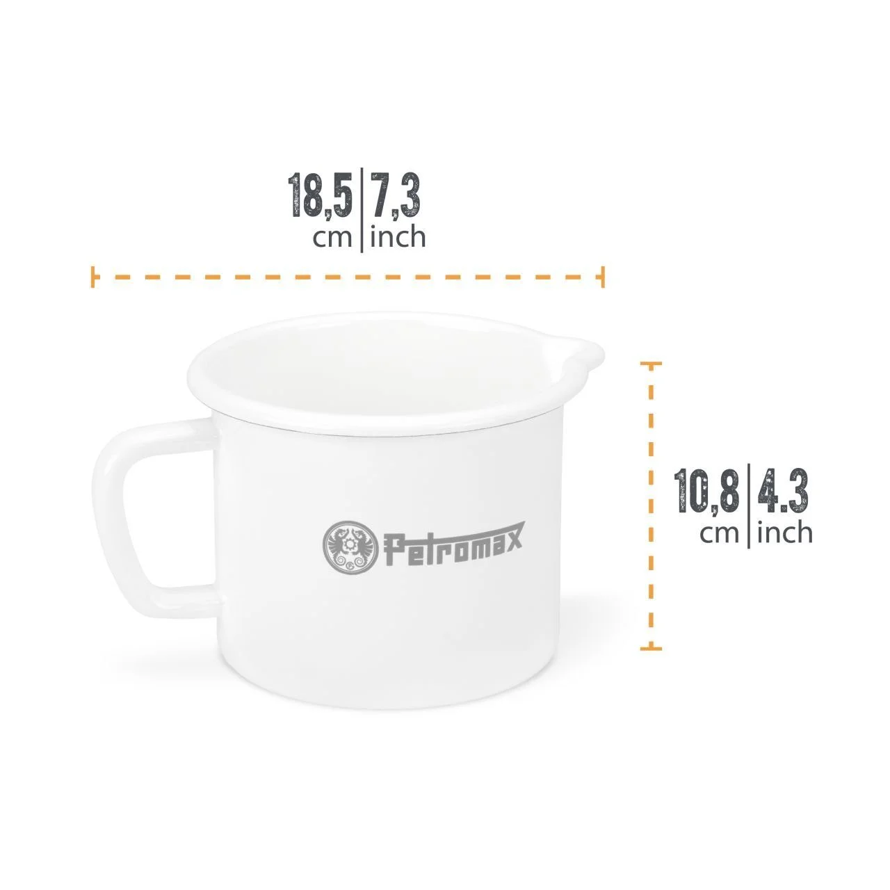 Emaille-Milchtopf 1,0 L – Petromax Messbecher in Weiß